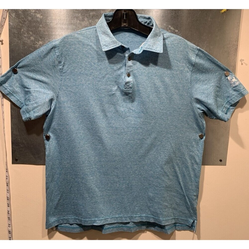 Peter Millar Performance Jersey Polo  L Blue Heather Linen/Cotton The Lakes Logo
